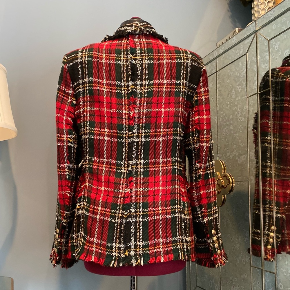 Zara Red and Black Plaid Blazer Coat - Picture 5 of 12